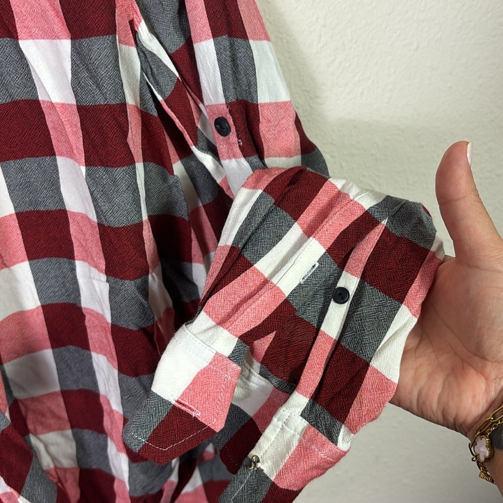 Rag & Bone Camille Top Drape Front High Low Plaid… - image 3